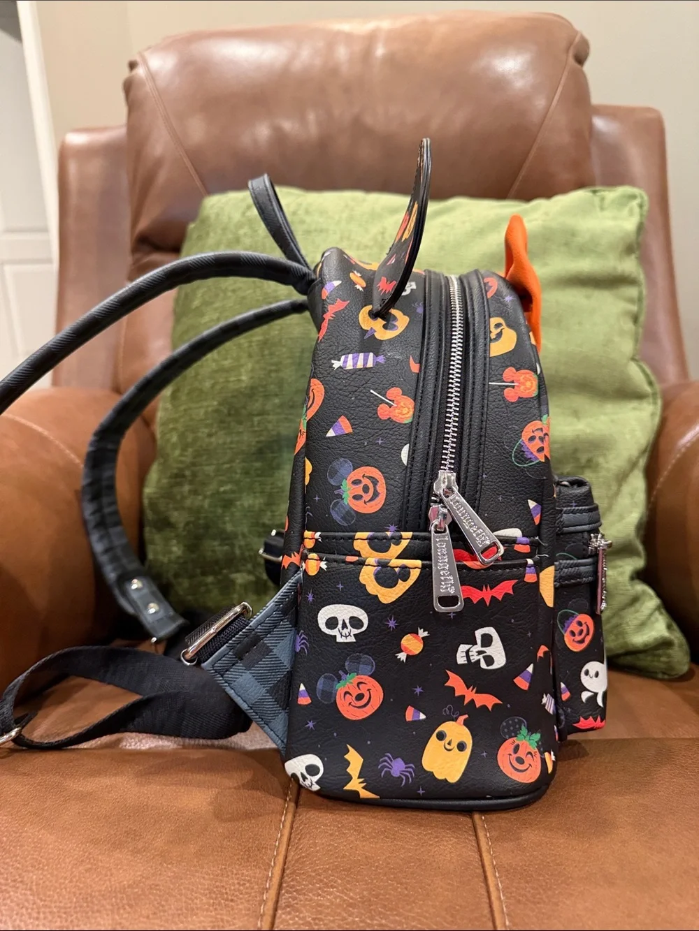 Disney Parks Loungefly Halloween Mini Backpack with Orange Bow
